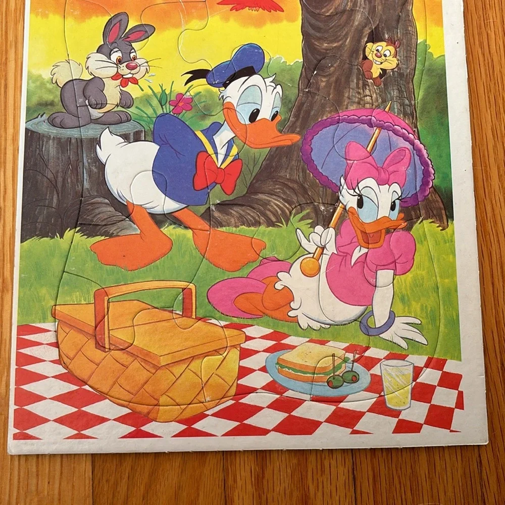 Vtg Disney Bundle 1 Micky Mouse 1 Donald Duck & Daisy Golden FrameTray Puzzles